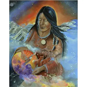 

5D diy Diamond Painting Cross Stitch Indian woman Rhinestones mosaic Needlework diy full square Diamond Embroidery home Decor