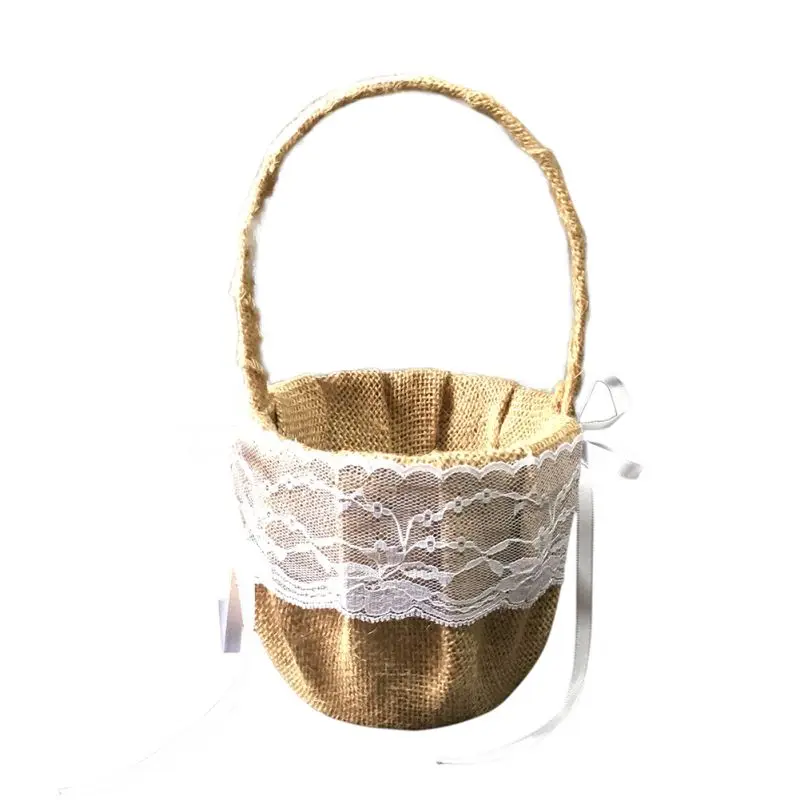 Wedding Flower Girl Basket Handle For Vintage Flower Basket For Wedding Ceremony Party QM8047 [ - Цвет: A