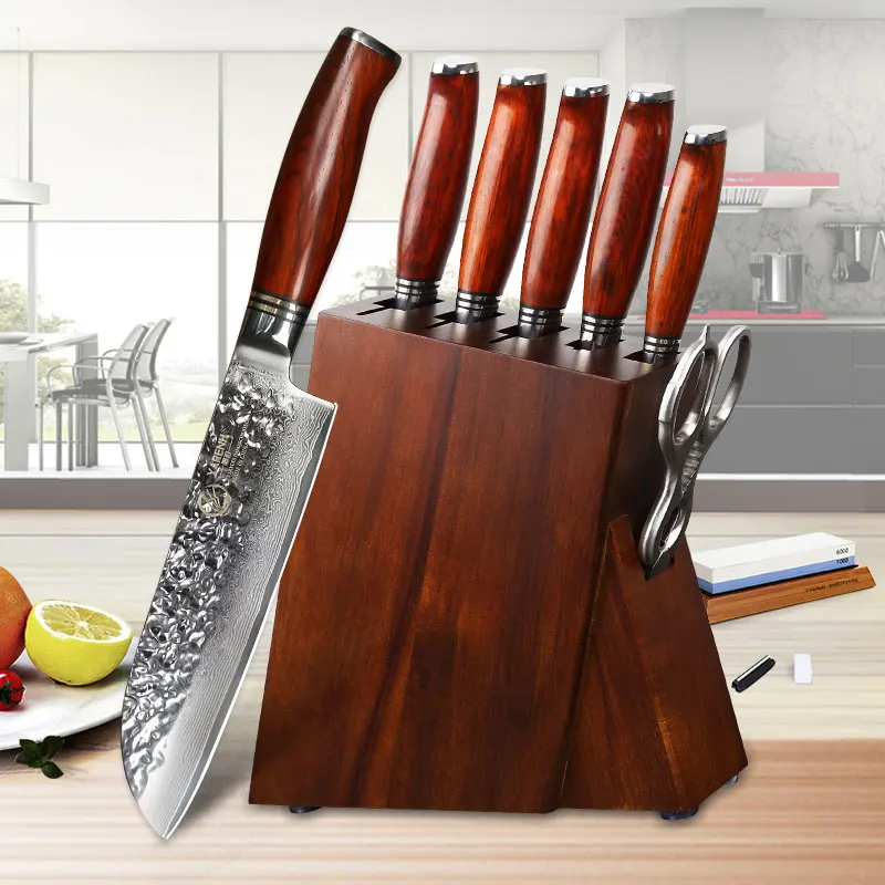 YARENH Knife Set with Magnetic Block 5 Piece, Professional Kitchen Knife  Set, 73 Layers Damascus High Carbon Stainless Steel, Natural Sandalwood