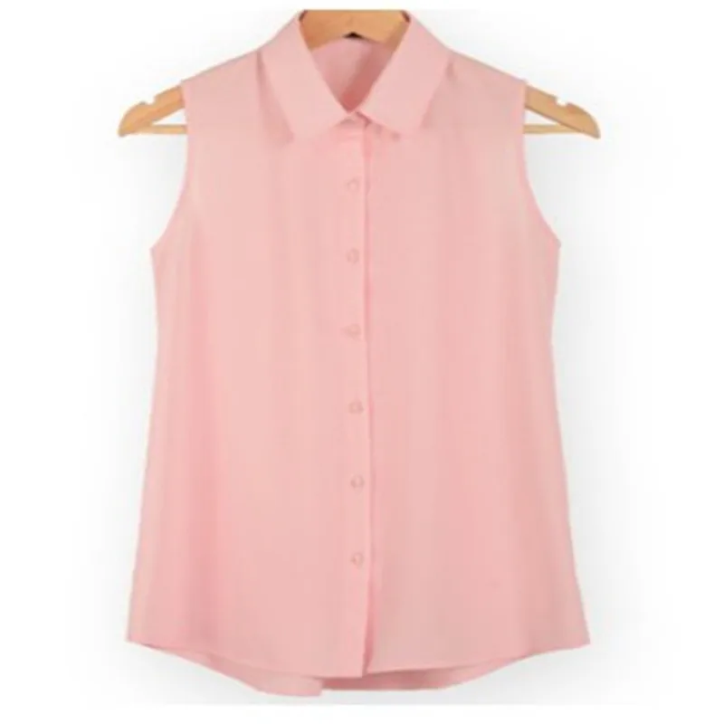 Женская шифоновая рубашка без рукавов с отложным воротником|shirt female|shirt blouseblusas