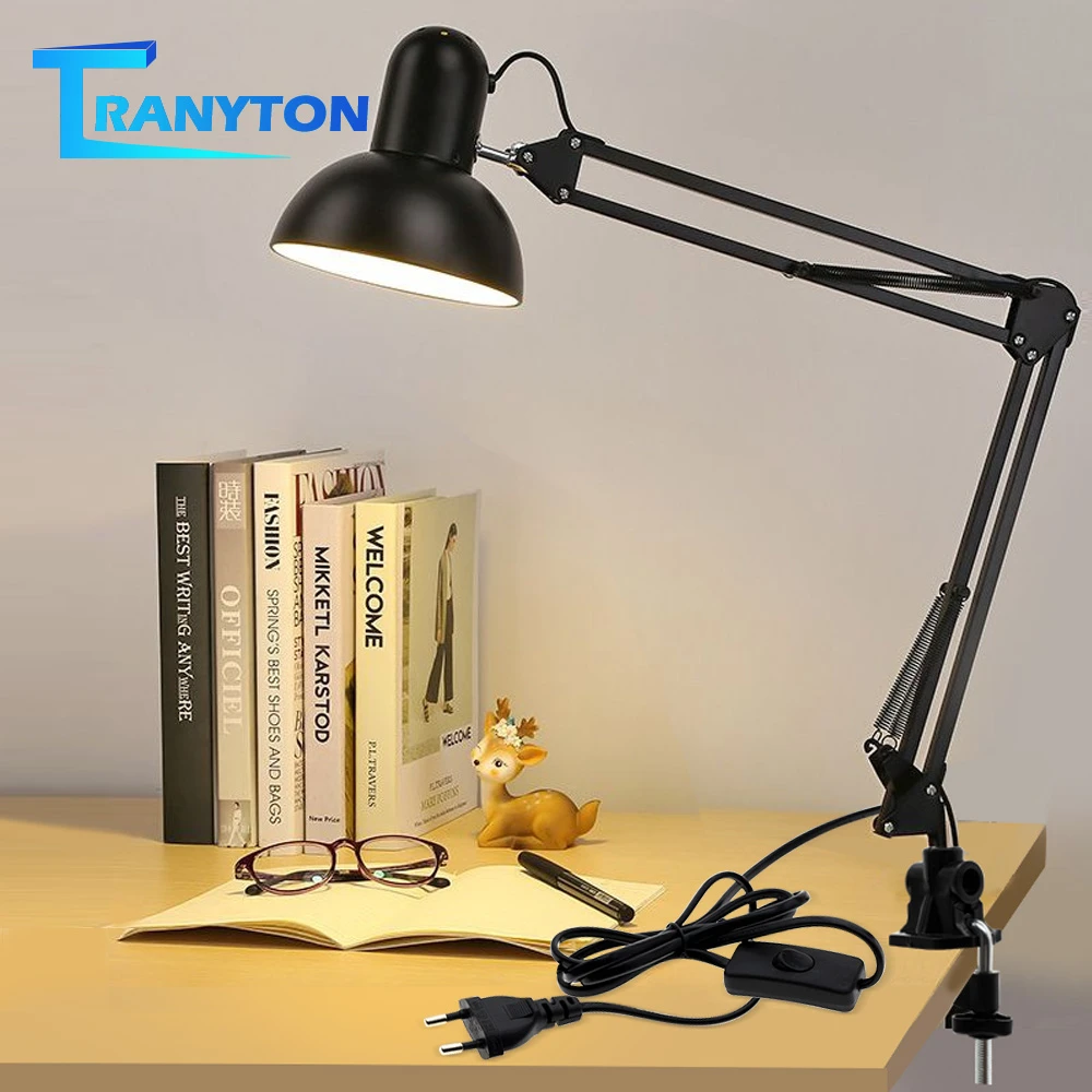 Lámpara de escritorio ajustable, Bombilla E27 con enchufe europeo, LED de mesa para decoración de oficina, luces de lectura y estudio, además de dormitorio sala de estar|Lámparas LED de escritorio| -