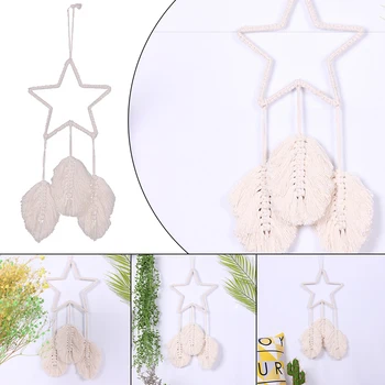 

Hand-Woven Star Knitted Tapestries Bohemian Chic Tapestry Macrame Wall Hanging For Living Room Geometric Art Decorations Hot