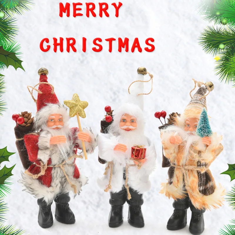 

2019 Merry Christmas Ornaments Standing Flannel Santa Claus Toy Doll Xmas Tree Decorations For home New Year Decoration Kid Gift