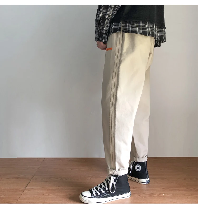 Осенние новые брюки мужские модные контрастные цветные повседневные полосатые брюки мужские уличные дикие хип-хоп свободные джоггеры спортивные брюки M-5XL