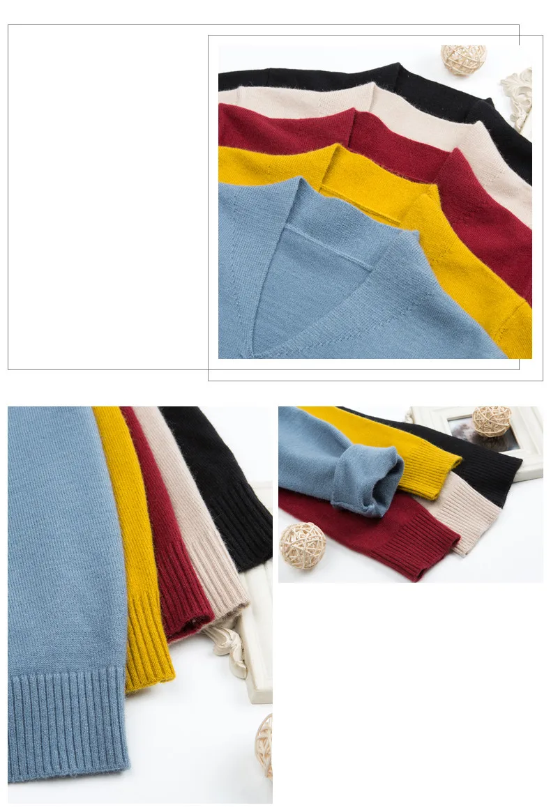 XJXKS Модный женский свитер с v-образным вырезом осень зима однотонный Универсальный удобный кашемировый трикотажный свитер pull femme