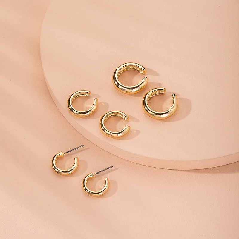 Элегантные женские золотые клипсы для ушей в форме хряща панк C крестообразные