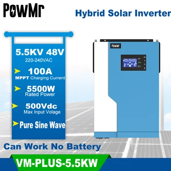 PowMr-Inversor híbrido de onda sinusoidal pura de 3,5/5,5 kW, Inversor Solar con MPPT integrado, controlador Solar de 100A para máx. 500V sin Wifi 1