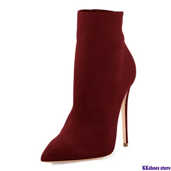 

2020 plus size 45 women ankle boots pointed toe autumn winter booties sexy super high heels party wedding shoes ladies