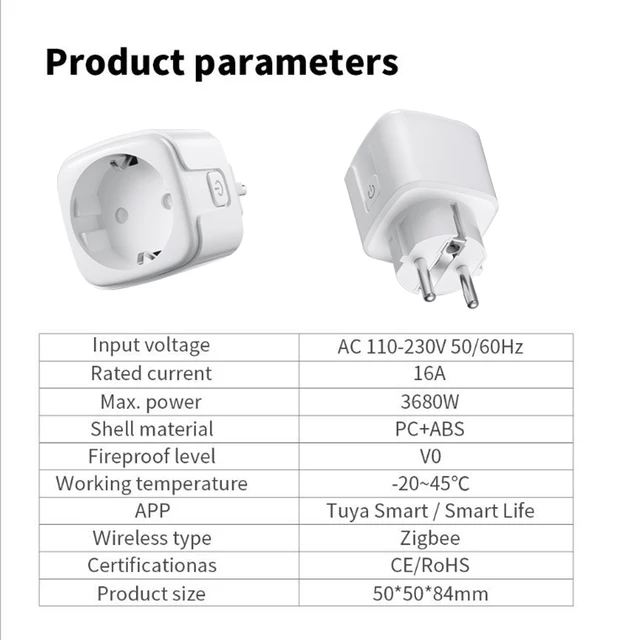 Achetez NEO NAS-WR01B Tuya Zigbee Smart Socket 16A 2,4 Ghz Smart Plug Avec  Power Metering Prise de Chine