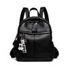 Women's Backpack Lady Simple Elegant Black Genuine Leather Knapsack Colleague Student Girls Schoolbag Travel Packsack 1