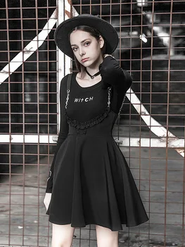 

PUNK RAVE Dark Spring Spring and Autumn Dress Skirt Female Waist Ageing Strap Short Skirt A Word Skirt Wild