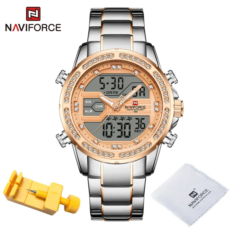 NAVIFORCE Watch For Men Luxury Quartz Digital Relogio Masculino Luminous Date Display Military Montre Waterproof Stainless Steel 