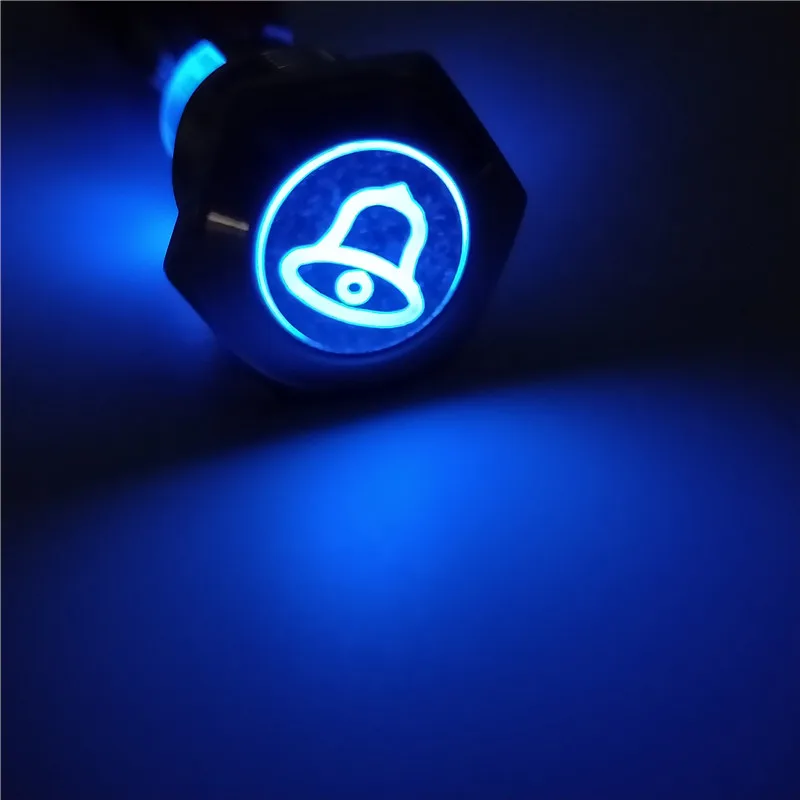 Customize various symbols 16mm Metal Push Button Switch  press button Self-reset 1NO  Flat head  Momentary With indicator light