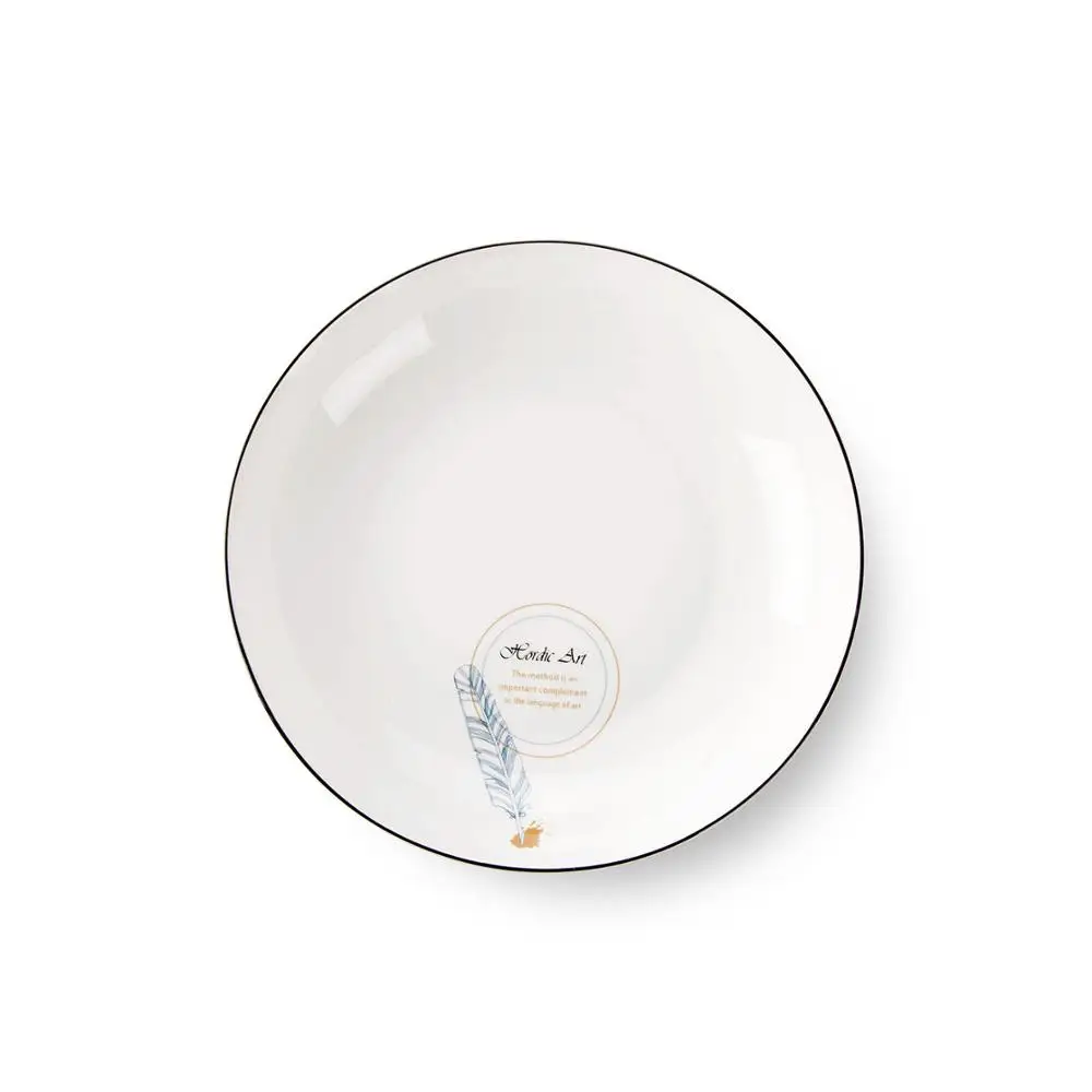 1PC Round Ceramics Western Plate European Style Breakfast Dish Plate Creative Household Tableware White Dish Tray - Цвет: Красный