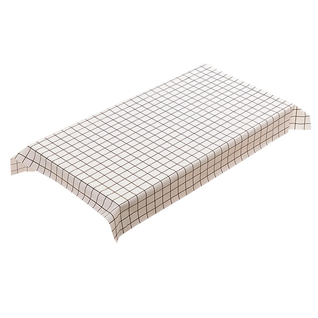 Table Cloth Linen Tablecloth For Kitchen Decorative Dining Table Cover Refreshing Plaid leaf waterproof table cloth Linen2020