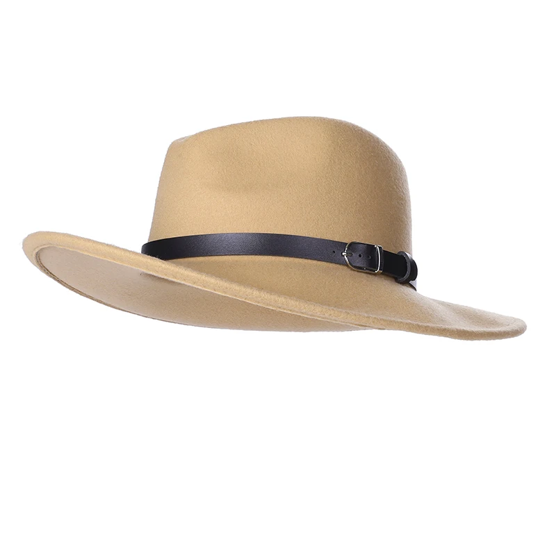 WELROG Wo мужские модные джазовые шляпы, новые мужские шляпы Fedoras, однотонные шапки из смешанной шерсти, уличные Повседневные шапки, шапка для путешествий, s фетровая шапка - Цвет: Хаки