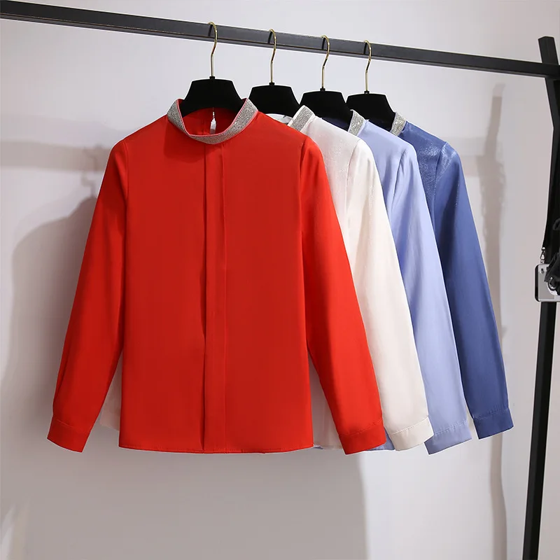 

Real shot solid color long sleeve loose oversized shirt women's spring autumn Korean style professional 2020 new shirt vintage