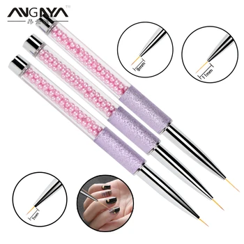 

ANGNYA 1Pc Nail Art Line Painting Brushes Pearl Metal Hand 7/9/11mm Acrylic Thin Liner Drawing Carving Pen Manicure Tools UV Gel