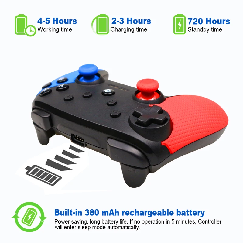 Беспроводной игровой контроллер, джойстик для Nintendo Switch Console, Bluetooth Gamepad Pro Joypad для Android/PC, аксессуары для управления