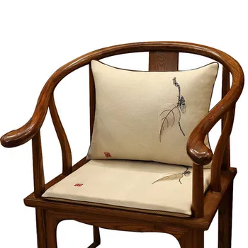 

Elegant Fine Embroidery Chinese Seat Cushion anti-slip Pad Sofa Armchair Seat Pads Back Cushion Linen Dining Chair Cushions