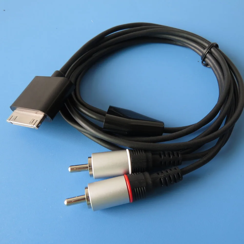 30 pins Male jack Cable to 2 RCA Male Audio adapter Headphone Splitter Aux Cable for Speaker Amplifier for iPad 3 4 Composite AV