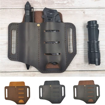 

Newest EDC Leather Sheath Knives Belt Sheath Flashlight Holster Multitools Sheath Handmade Organizer Sheath Tools