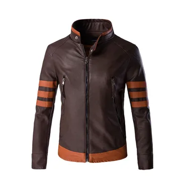 

Motorcycle Jackets Men Vintage Retro PU Leather Jacket Punk Windproof Biker Classical Faux Leather Slim Motor Jacket