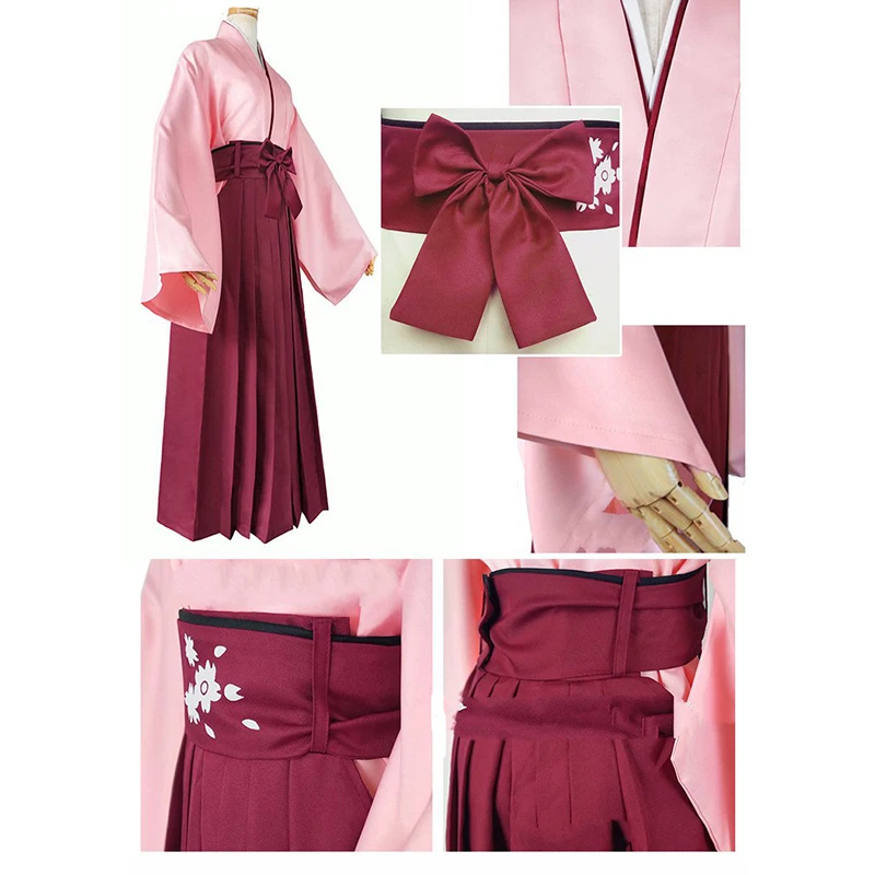 Fate/kaleid liner Saber Sakura Pink Kimono Cosplay Costume