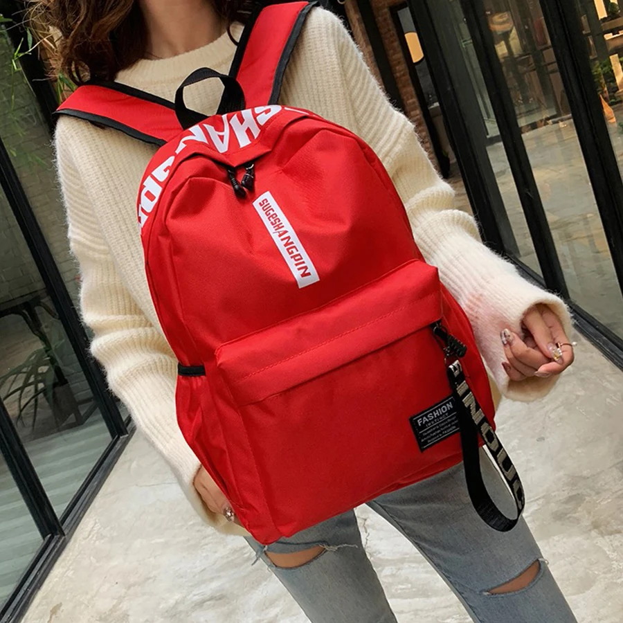Брендовый дизайн, Большая вместительная Женская Студенческая сумка, студенческий рюкзак, модный рюкзак для компьютера, повседневный красный рюкзак для девочек в студенческом стиле