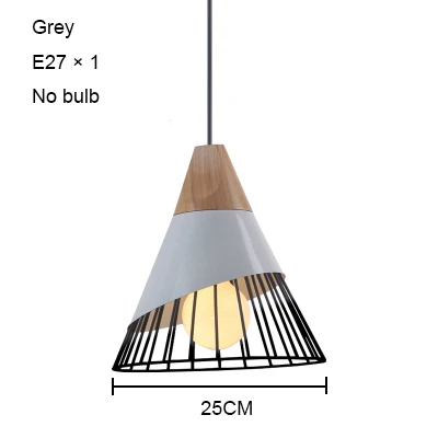 Grey no bulb Современные подвесные светильники, деревянная лампа для столовой, подвесные лампы, промышленный скандинавский чердак, подвесной светильник для ресторана, бара, кухни, лампа E27 - Цвет корпуса: Grey no bulb