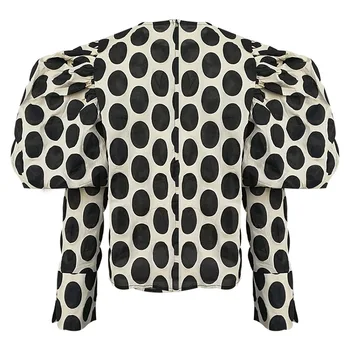 

OUSHANG Polka Dot Women's Blouse Lantern Long Sleeve O Neck Shirts Female 2020 Autumn Oversized Fashion New Ladies OL Style