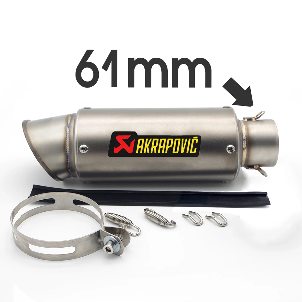 Мотоцикл Akrapovic выхлоп 51 мм мото Глушитель Трубы побега с DB killer для suzuki bandit 400 gsx s750 sv650s gsf для HONDA - Цвет: A Sticker 61mm