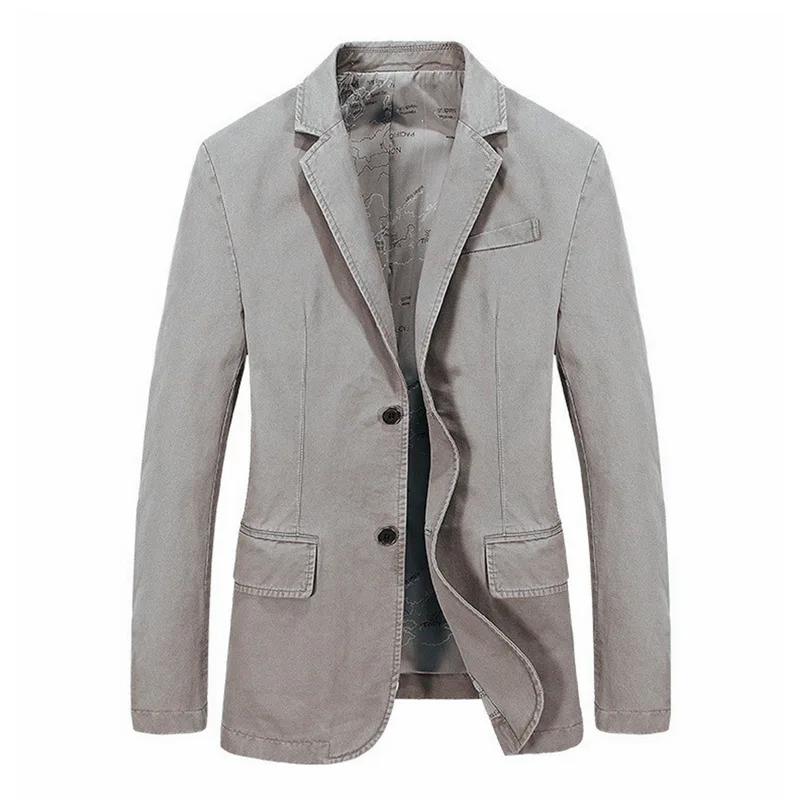 Лидер продаж, мужской Корейский приталенный хлопковый пиджак, приталенный пиджак, повседневный однотонный пиджак на кнопках, Блейзер размера плюс 4XL