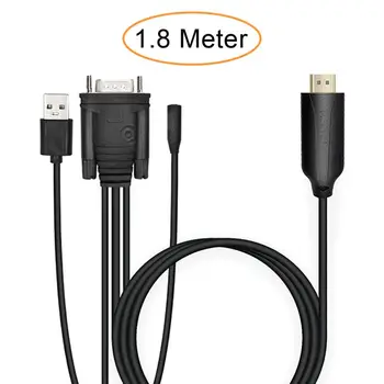 

HDMI To VGA Converter Cable With 3.5mm Jack Audio Output USB Cable Audio Video Adapter 6ft/1.8M 1080P Male To Male For PC Laptop