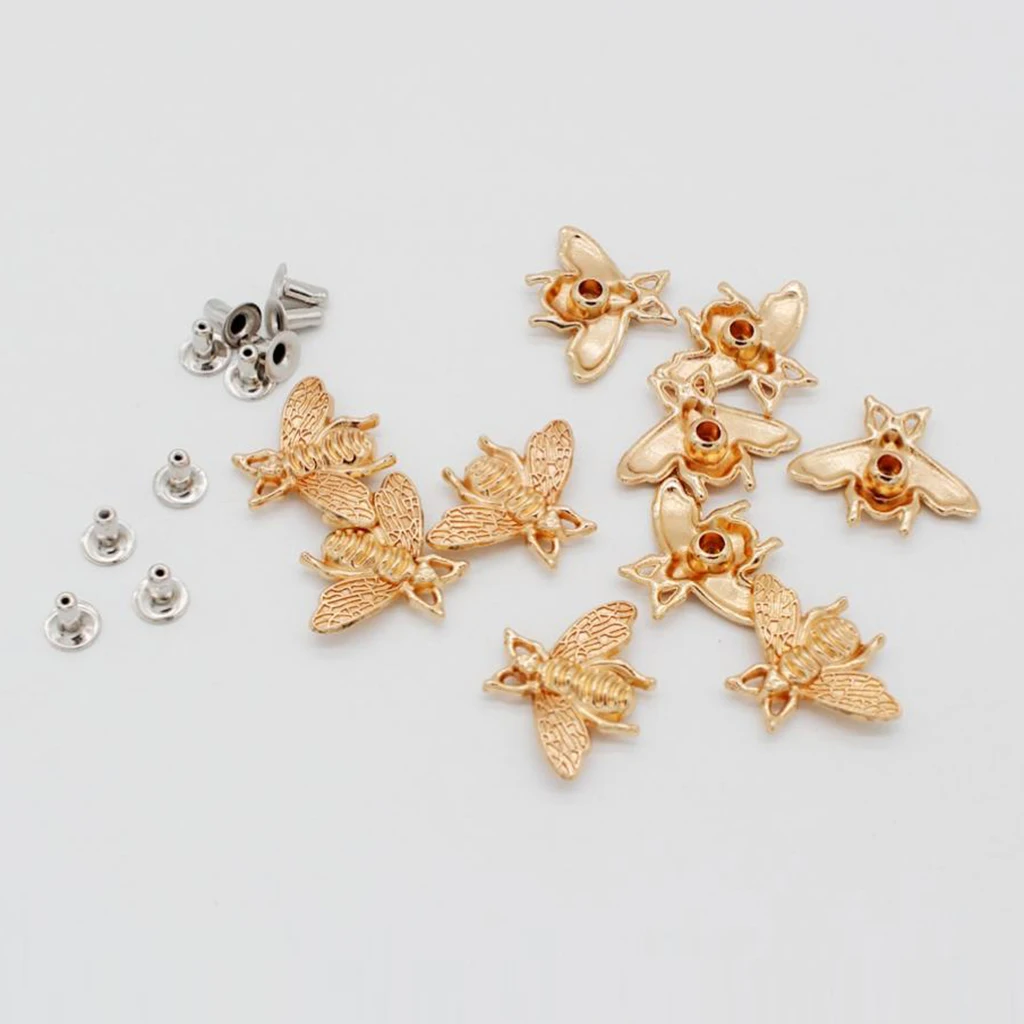 

10Pcs Golden Bee Patterns Rivets DIY Rivets Metal DIY Rivets for Sewing Accessories for Leather Clothing Jewelry Bags Shoes