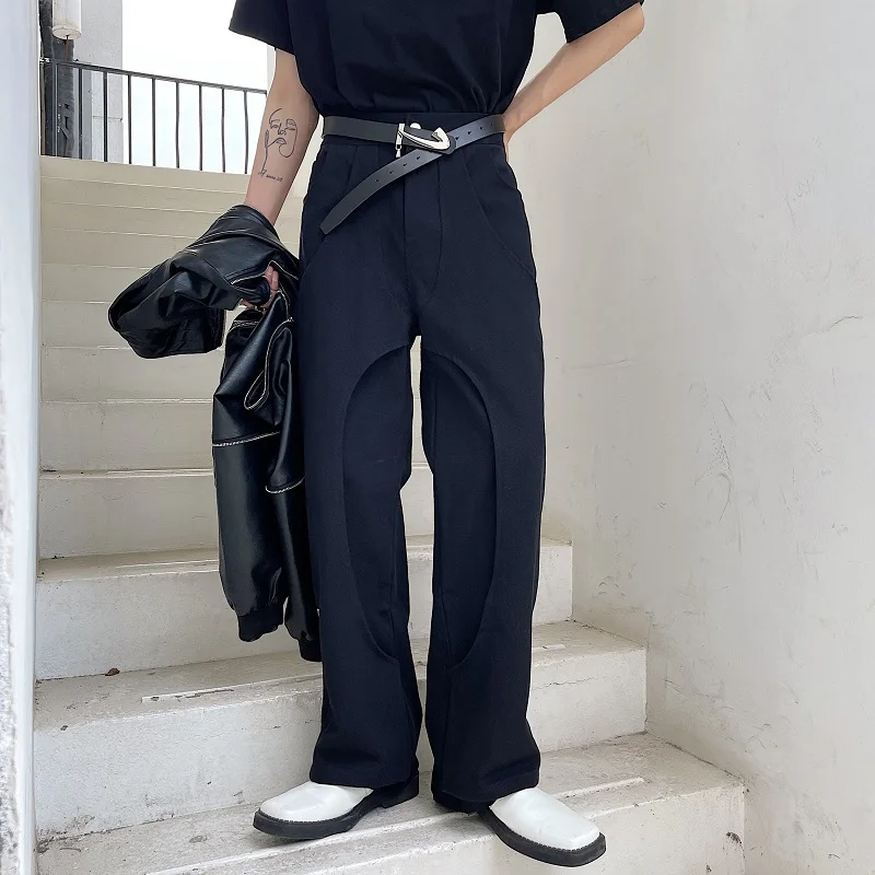 Men's Suits Straight Trousers Autumn And Winter New Personality Double Design Fashionable Fashionable Men's Leisure Loose Pants