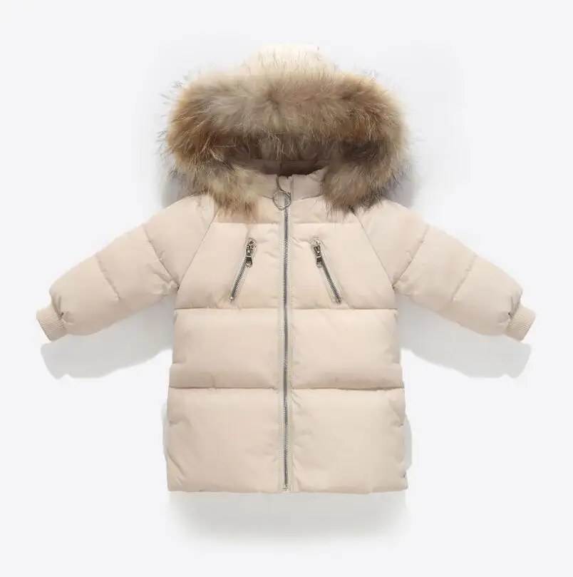 Одежда для мальчиков зимние пуховики Детское пальто зимняя куртка для мальчиков, детская одежда худи верхняя одежда пальто для девочек - Цвет: Beige