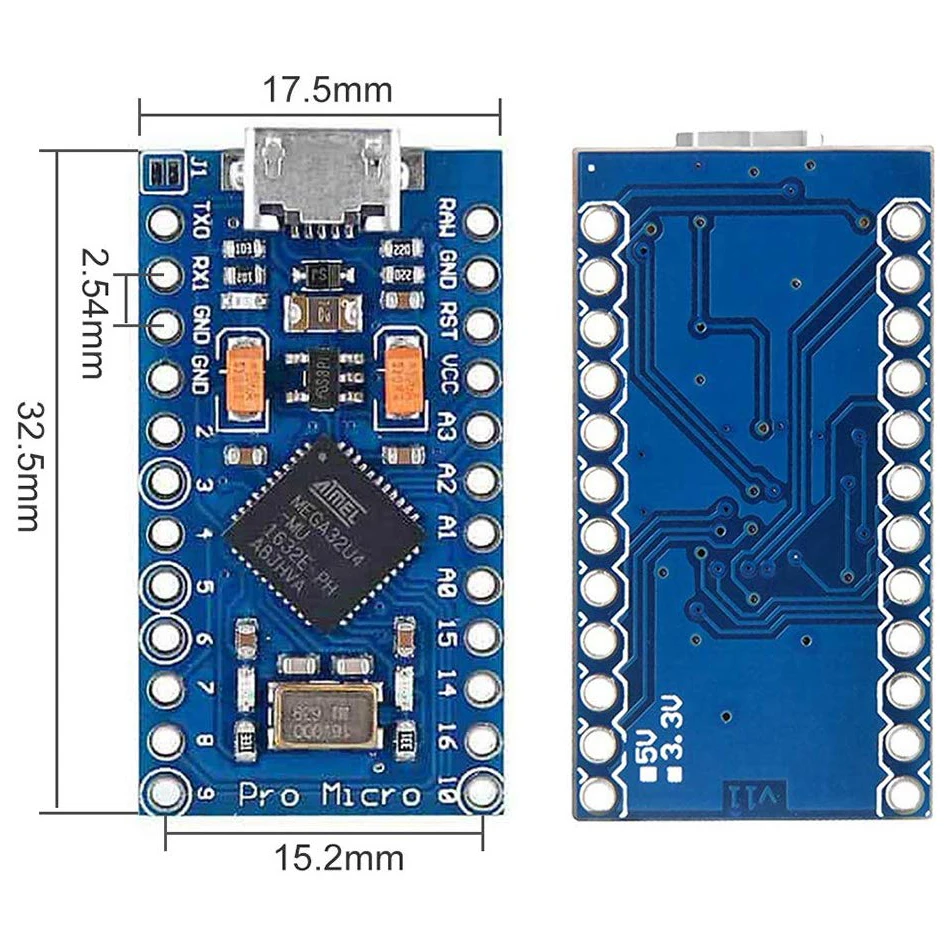 Сменный ATmega32U4 Pro Micro 5 в 16 МГц для Arduino Mini с 2 рядным контактным разъемом Leonardo Usb