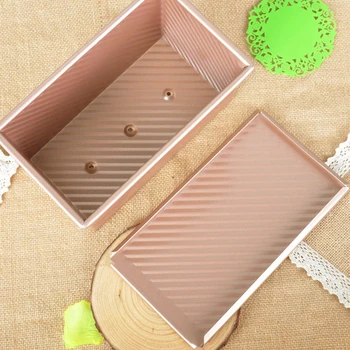 

Baking Loaf Pan Mould Bakeware Box Cover Gold Dessert Kitchen Non stick