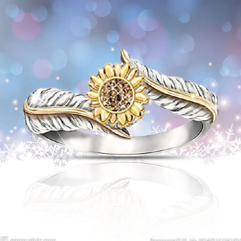 Anillo de plata de primera ley con forma de girasol para mujer, sortija,  plata esterlina, Circonia cúbica, zirconia, circonita, zirconita, circón,  estilo romántico - AliExpress