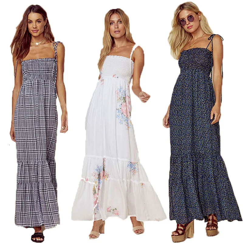 

Lange Maxi Bohemian Jurken Bloemen Vintage Lange Gewaad Femme Boho Strand Vestido Longo Elegante vrouwen Jurken