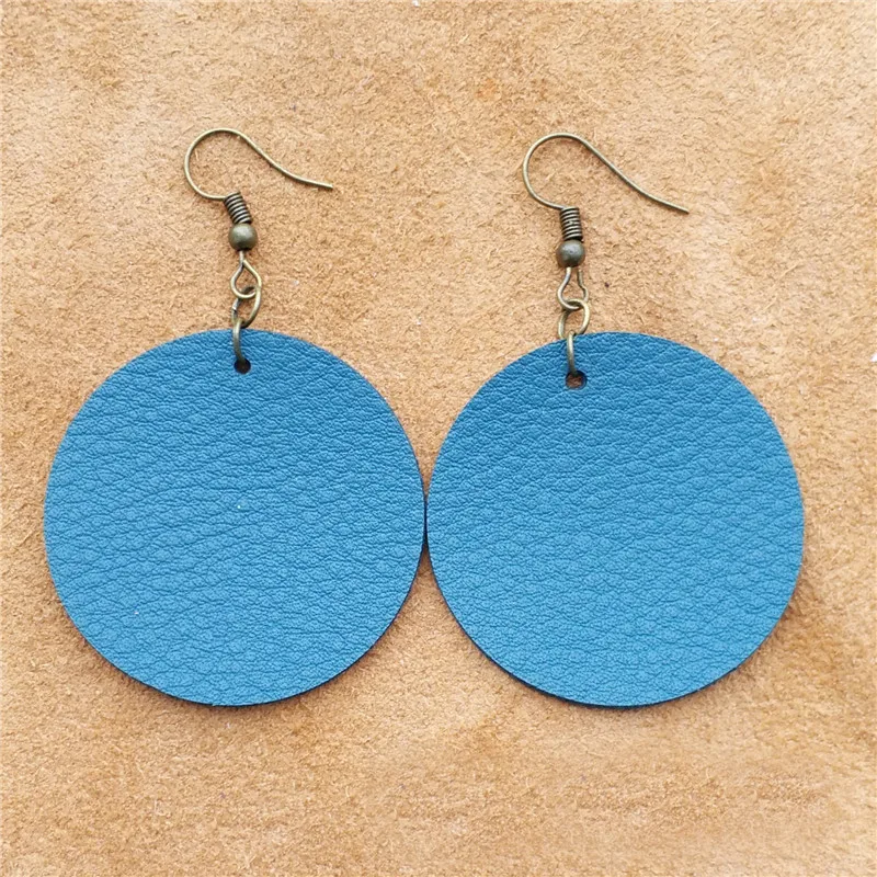 

9 hot color for design popular delicate European fashion leather earrings lychee pattern 4cm round earrings pu earrings leather