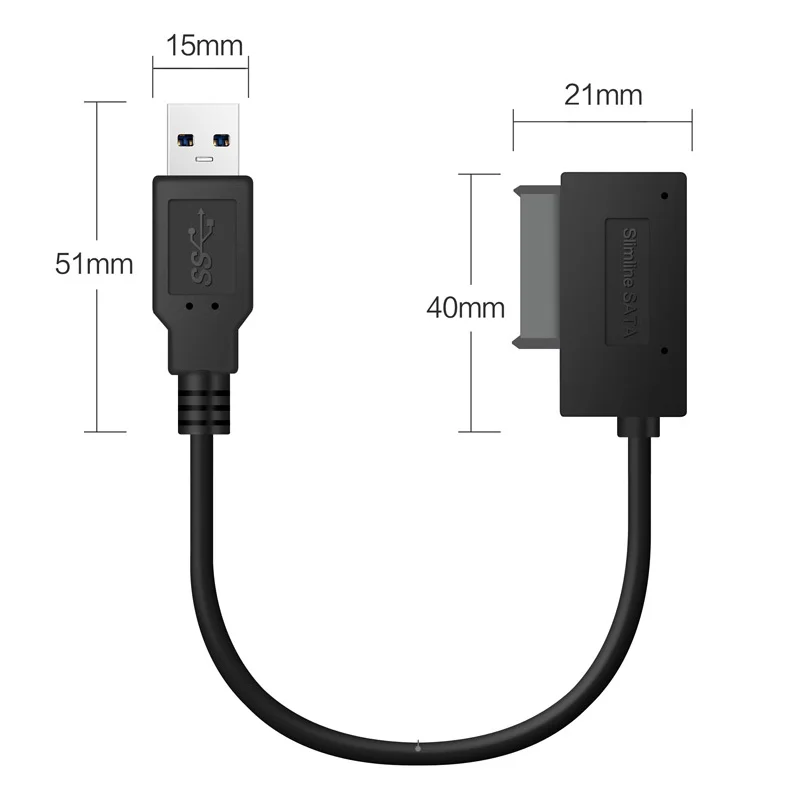  Professional USB 3.0 to 7+6 13Pin SATA Cable Indicator for Notebook's DVD/CD-ROM for HDD Caddy Driv
