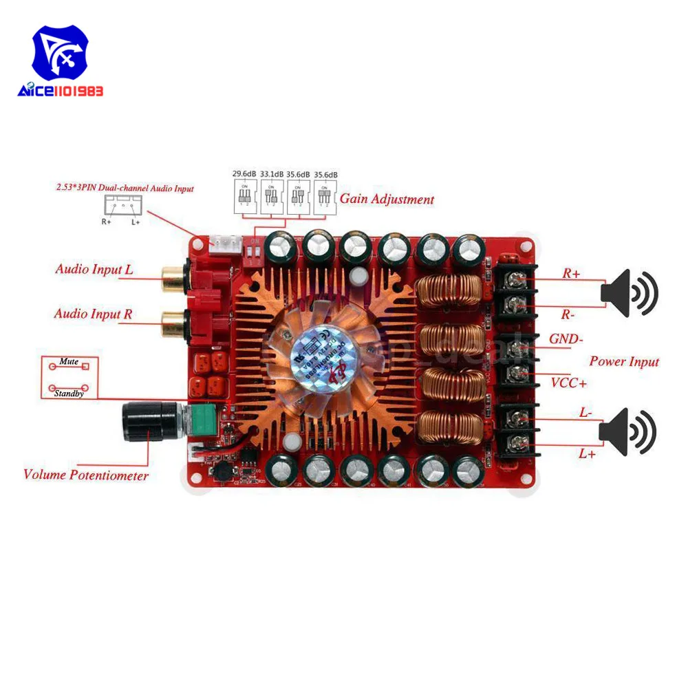 Diymore TDA7498E 2*160 Вт двухканальный АУДИО стерео усилитель модуль высокой мощности Цифровой усилитель плата Поддержка BTL режим DC 15-36 в