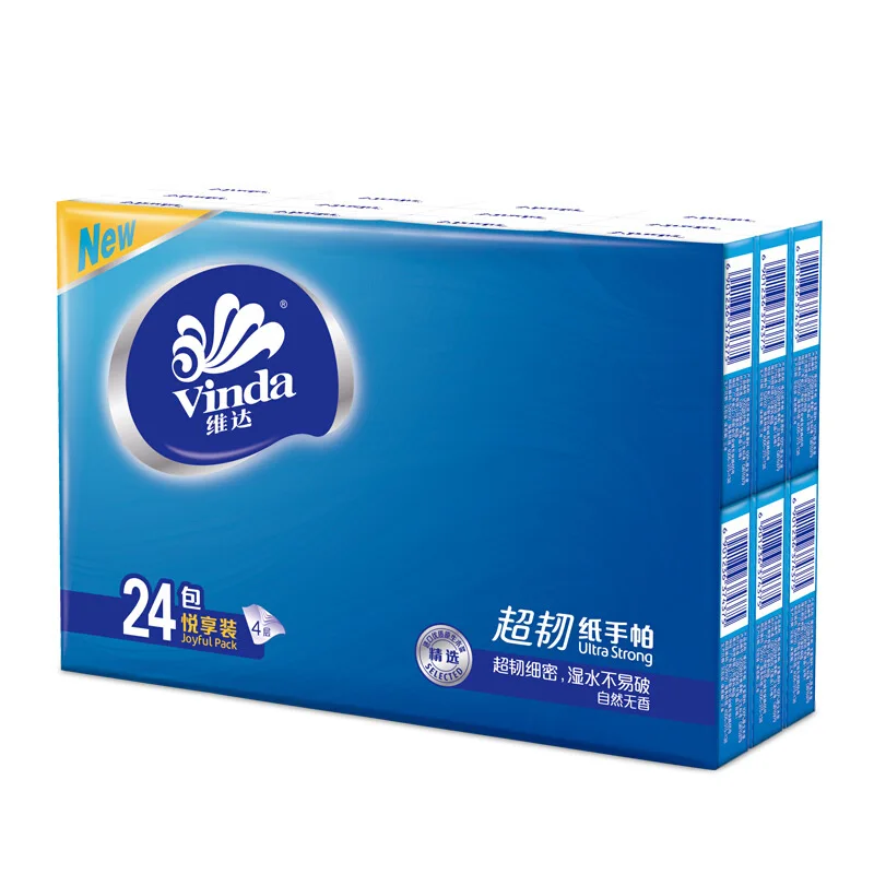  Vinda Handkerchief Paper 72 Bag Full Carton Box 4-Layer Tissue Packets Mini Portable Thick Unscente