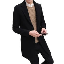 Новая зимняя мужская шерстяная куртка для отдыха, длинные шерстяные пальто, мужские однотонные повседневные модные куртки/повседневные мужские пальто