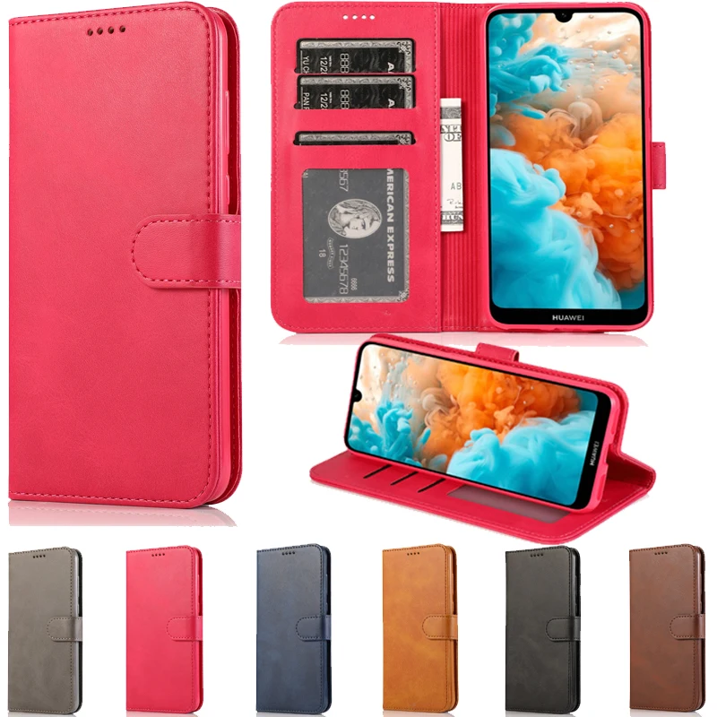 Кожаный флип чехол кошелек для huawei Y6 2019 Модный Роскошный телефона из