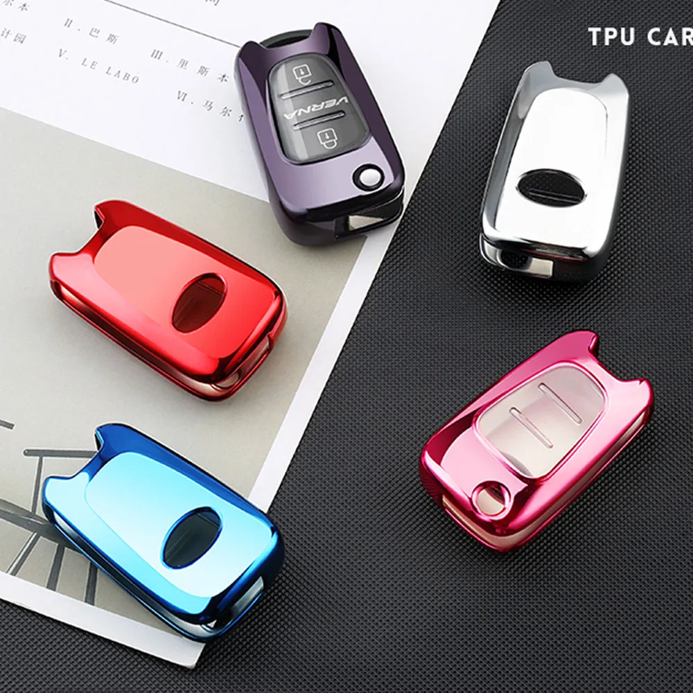 

TPU Car key Cover case Shell Folding For Hyundai i20 i30 i35 iX20 iX35 Solaris Verna elantra keychain key ring fob Car Syyling