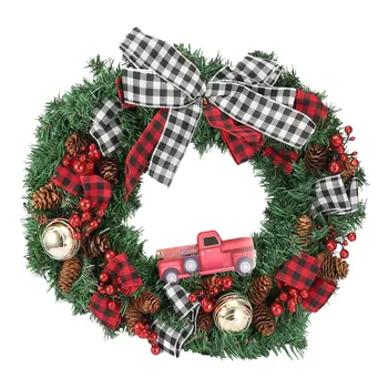 

Red Truck Christmas Wreath Window Front Door Decoration Wall Hanging for Christmas Decoration Props Drop Shipping