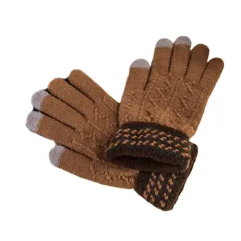 

Autumn Winter Men Women Wool Knit Gloves Touch Screen Riding Thick Warm Glove AXYD